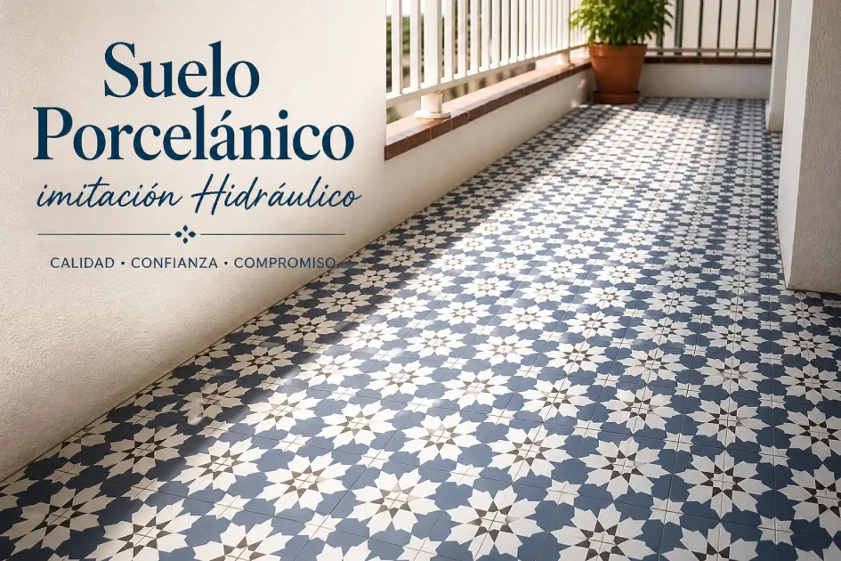 Suelo porcelánico imitación hidráulico instalado por Grupo HECHO A MANO