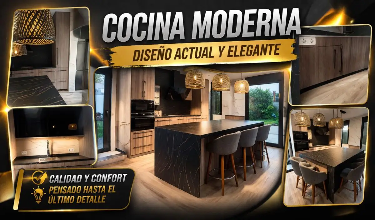 Reforma de cocina con encimera porcelánica de diseño