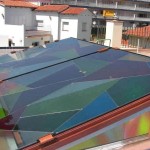Reformas claraboya de 18 m2 con vidrio de colores
