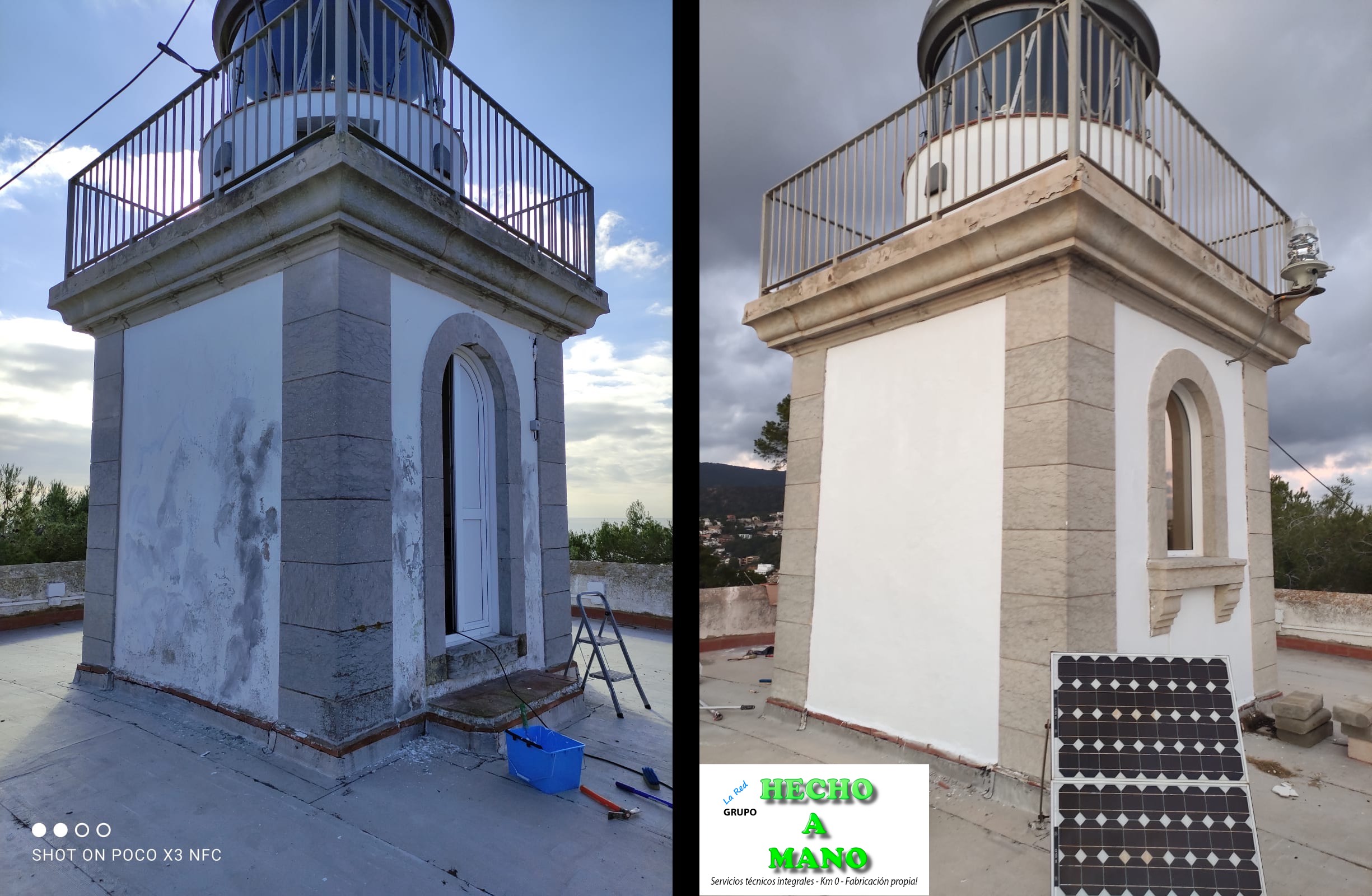 Rehabilitación del faro en Tossa de Mar, rehabilitación de fachadas, rehabilitación de paredes exteriores, uso de pintura de revestimiento para exteriores
