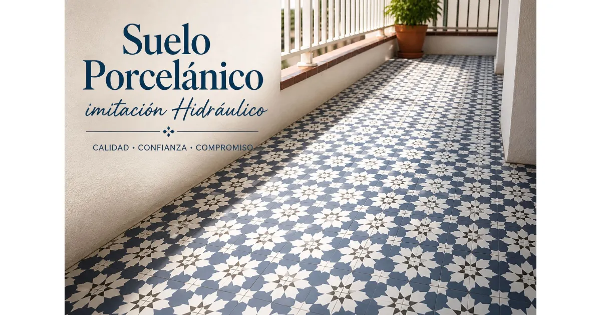 Suelo porcelánico imitación hidráulico para terrazas en Lloret de Mar